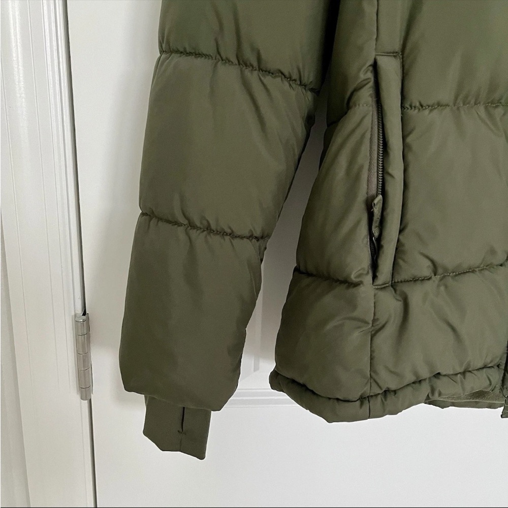 Olive Green Hooded Puffer Jacket - Picture 4 of 13